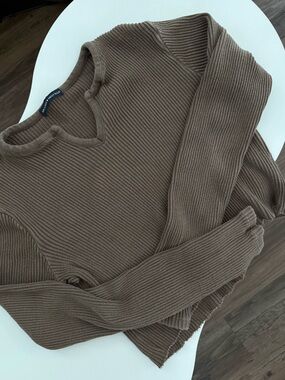 Brandy Melville Taupe Ribbed Knit Top
